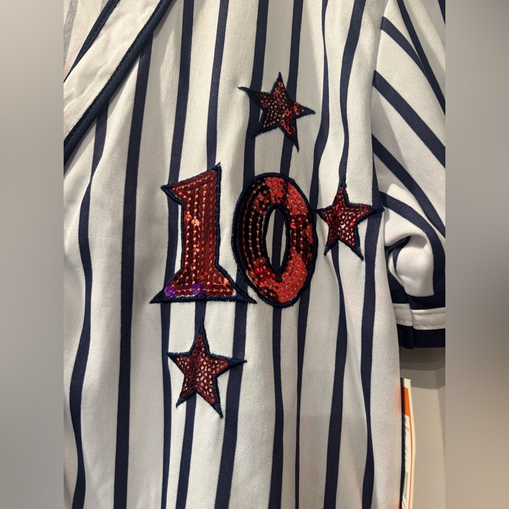 New Striped Baseball-Inspired Superstar Adult Costume with Red Belt - Size XL - Picture 3 of 7